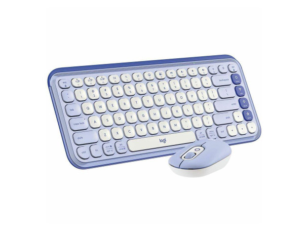 Logitech POP ICON Bluetooth Keyboard/Mouse Combo, Lilac & Off-White 920-013043