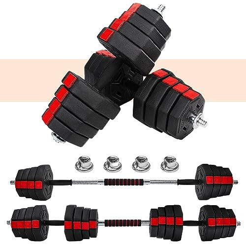 YES4ALL UPGRADED 66LBS PAIR ADJUSTABLE WEIGHTS DUMBBE - BLACK/RED