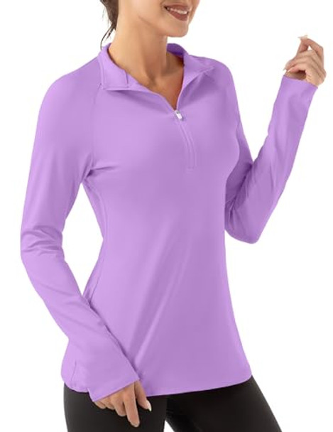 FKEEP WOMEN'S POLO SHIRTS LONG SLEEVE UPF 50+ WORKOUT LAVENDER SIZE XL