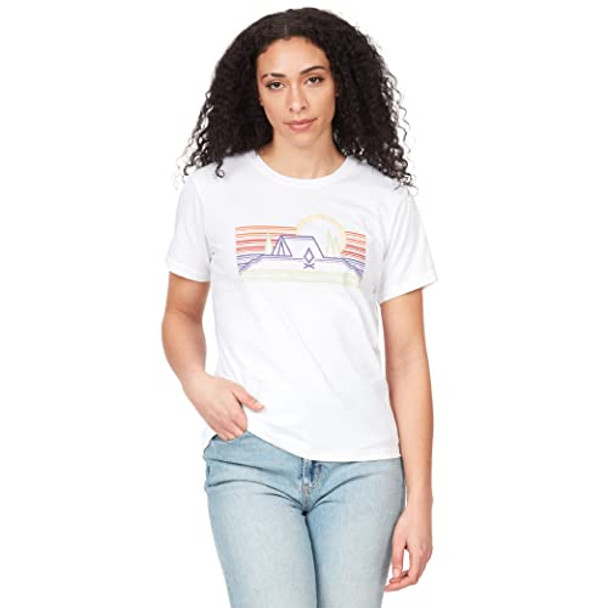 MARMOT WOMEN'S LOGO T-SHIRTS - SIZE: WOMEN L/G - BIVOUAC WHITE/PURPLE New