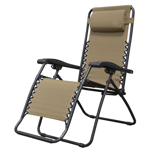 CARAVAN SPORTS ZERO GRAVITY OUTDOOR FOLDING PATIO LOUNGE CHAIR - BEIGE