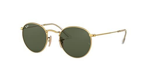 RAY BAN RAY-BAN RB3447N ROUND FLAT LENS SUNGLASSES GOLD/G-15 GREEN 53MM