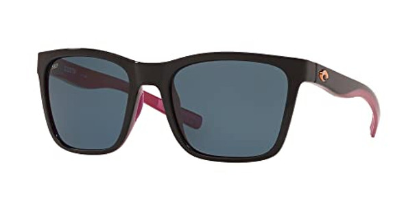 Costa Del Mar Women's Panga Square Sunglasses Shiny Black Crystal Gray