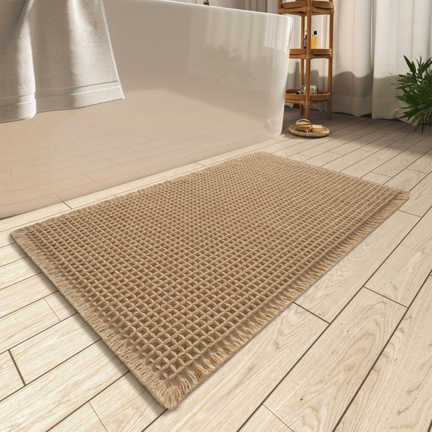 GENERIC UPGRADED WAFFLE BATH MAT, SUPER ABSORBENT NON SLIP BATH MATS 18 x 30