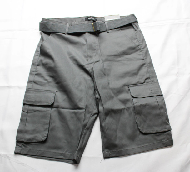 RUGGED TRAIL MEN CARGO 4-WAY STRETCH BELTED SHORTS - SIZE: MEN 42 - GRAY New