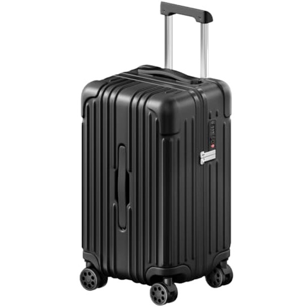 KRUTE CARRY ON LUGGAGE PC+ABS SUITCASES WITH DOUBLE SPINNER WHEELS 20 - BLACK