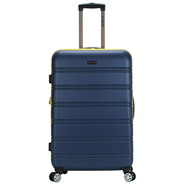ROCKLAND MELBOURNE HARDSIDE EXPANDABLE LUGGAGE SPINNER WHEELS CHECKED NAVY 28" New