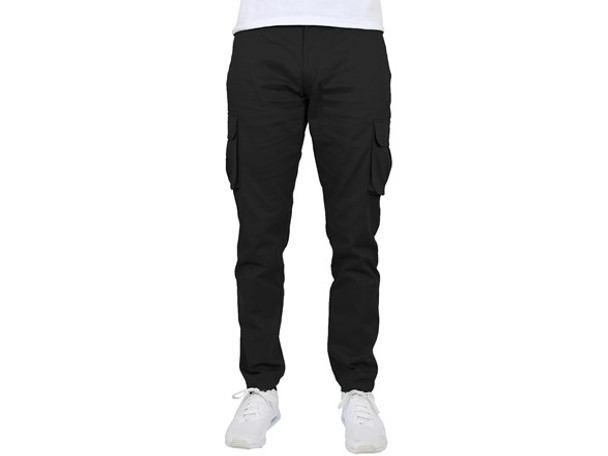 BLU ROCK MEN'S FLEX STRETCH COTTON CARGO PANTS - SIZE: MEN 38 - BLACK New