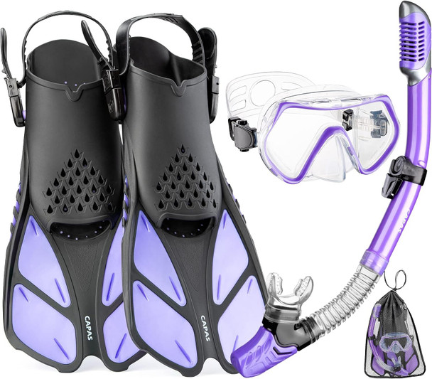 CAPAS SNORKEL MASK FINS SET - SIZE: WOMEN S - PURPLE