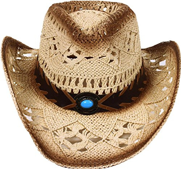 COWBOYSTRAWHAT SIMPLICITY NEW WESTERN STYLE CLASSIC COWBOY STRAW HAT BEIGE