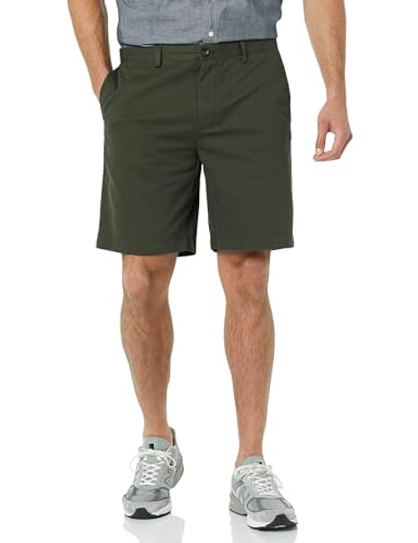 AMAZON ESSENTIALS MEN'S SLIM-FIT 9" CHINO SHORT - SIZE: MEN 34 - DARK OLIVE New