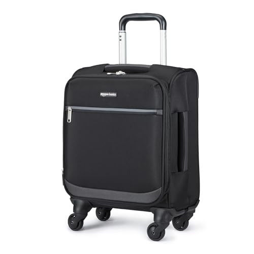 AMAZON BASICS LUGGAGE, 18 SMALL SOFTSIDE CARRY-ON 360-VALUE WHEELS - BLACK New