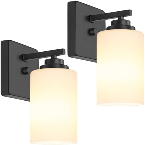 Set of 2 Wall Sconces for Bathroom, Modern Vanity Light Fixtures, Matte Black New