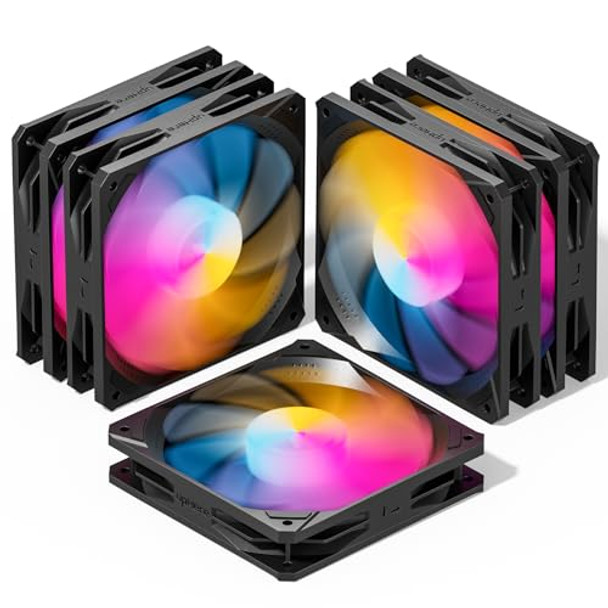 UPHERE 120MM BLACK ARGB COMPUTER CASE FANS 5-PACK HIGH PERFORMANCE COOLING UPHERE 120MM BLACK ARGB COMPUTER CASE FANS 5-PACK HIGH PERFORMANCE COOLING