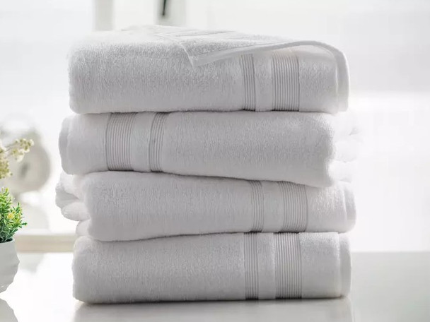 KATHY IRELAND 4 PACK ZERO TWIST COTTON PLUSH BATH TOWEL SET, 28X54 - WHITE New