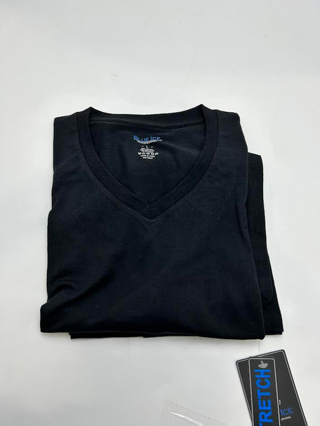 BLUE ICE STRETCH VNECK TSHIRT MENS - SIZE: MEN L - BLACK New