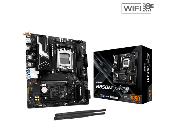 ASRock B850M-X WiFi R2.0 AM5 AMD B850 SATA 6Gb/s USB 3.2 Dual Graphics Outputs