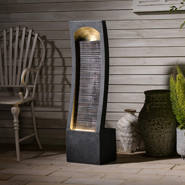 FORFAR MODERN INDOOR WATER FOUNTAIN CURVED FAUX - GARY