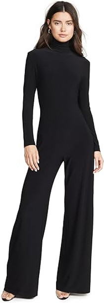 NORMA KAMALI WOMEN'S LONG SLEEVE TURTLENECK JUMPSUIT SIZE MEDIUM - BLACK New