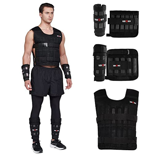 LEKÄRO Weight Vest 44LB Weight Training Fitness for Men Women - BLACK
