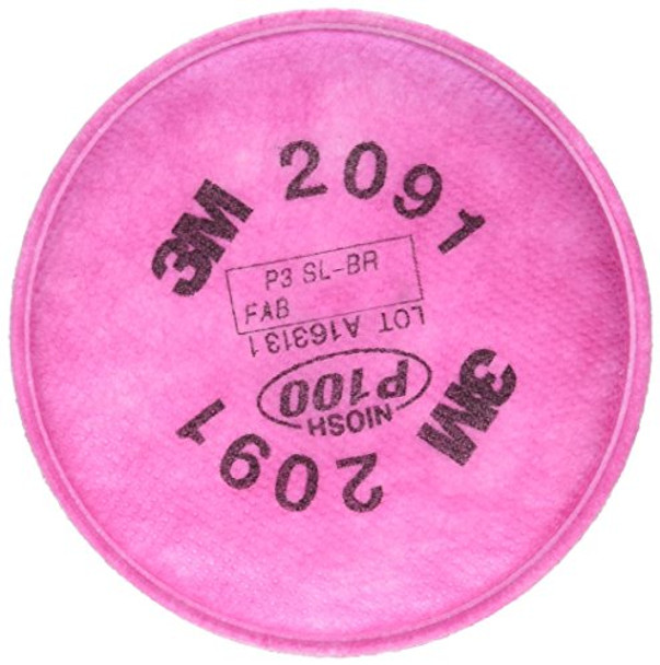 3M PARTICULATE FILTERS P100 2091/07000 , 2 COUNT - PINK New