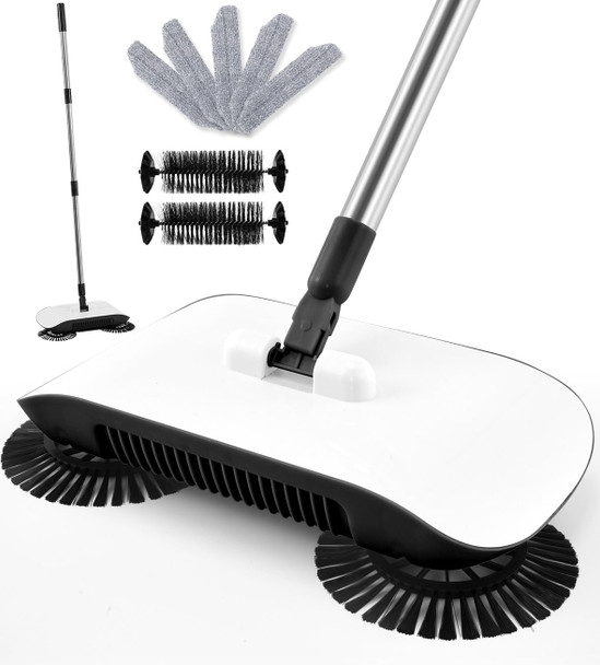 SUMYANHING  NON-ELECTRICAL SWEEPER CLEANER WITH 7 REPLACEMENT-JS - WHITE/BLACK
