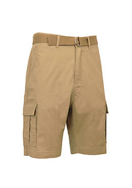 BLUE ROCK MEN'S COTTON STRETCH RIPSTOP CARGO SHORTS WITH BELT - KHAKI - SIZE 42 New