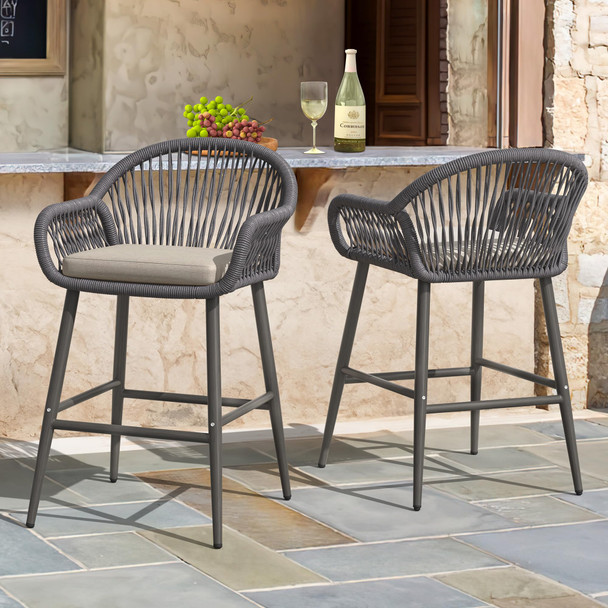 COZYMAN OUTDOOR BAR STOOLS SET OF 2 - SLATE GRAY