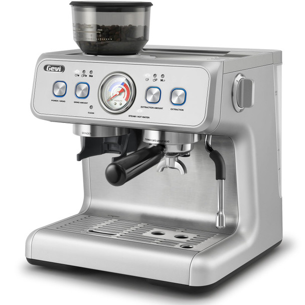 GEVI [2024 UPGRADED DUAL BOILER ESPRESSO MACHINE EZBRU 2000 - SILVER