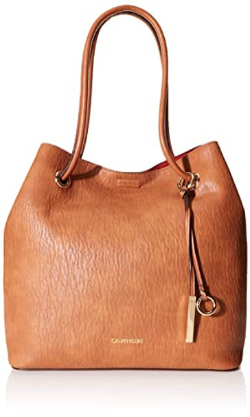CALVIN KLEIN GABRIANNA BUBBLE LAMB NORTH/SOUTH KEY ITEM TOTE H7GBZ7FQ - CARAMEL New