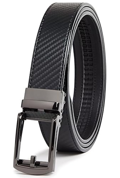 CARLO FELLINI GENUINE LEATHER RATCHET BELT ADJUSTABLE TRACK BELT - CARBON CARLO FELLINI GENUINE LEATHER RATCHET BELT ADJUSTABLE TRACK BELT - CARBON
