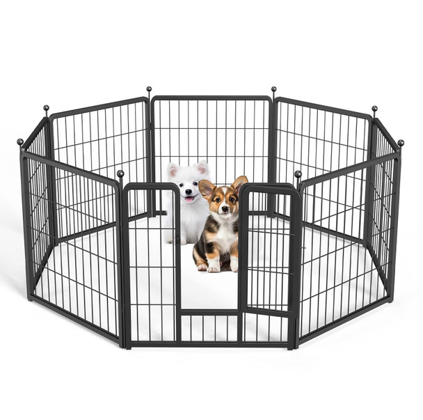 SIMPLE DELUXE DOG PLAYPEN INDOOR | OUTDOOR, 24" HEIGHT, 8 PANELS - BLACK