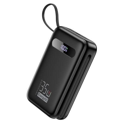 ENERGYQC POWER BANK 20,000MAH 35W PD 3.0+QC 4.0 FAST CHARGING CABLES - BLACK