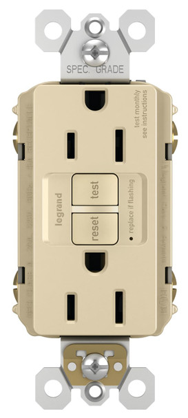 PASS & SEYMOUR LEGRAND RADIANT 15AMP GFCI SELF TEST DECORATOR DUPLEX - IVORY PASS & SEYMOUR LEGRAND RADIANT 15AMP GFCI SELF TEST DECORATOR DUPLEX - IVORY