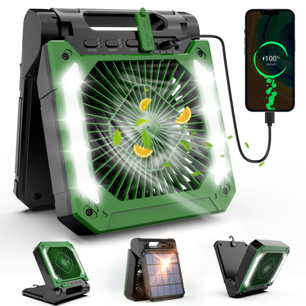 INNOPOWER 20000MAH SOLAR POWER CAMPING FAN WITH LED LANTERN CKFAN-001 - GREEN