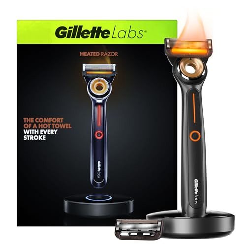 GILLETTELABS HEATED RAZOR STARTER KIT 1 HANDLE 2 BLADE REFILLS 1 DOCK - BLACK