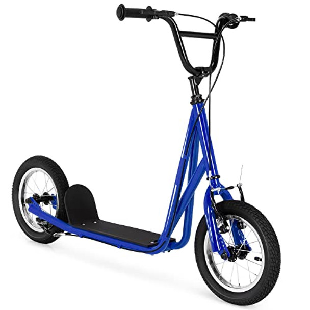 GOPLUS YOUTH KICK SCOOTER KIDS KICK SCOOTER W/ 12-INCH WHEELS 8+ - BLUE