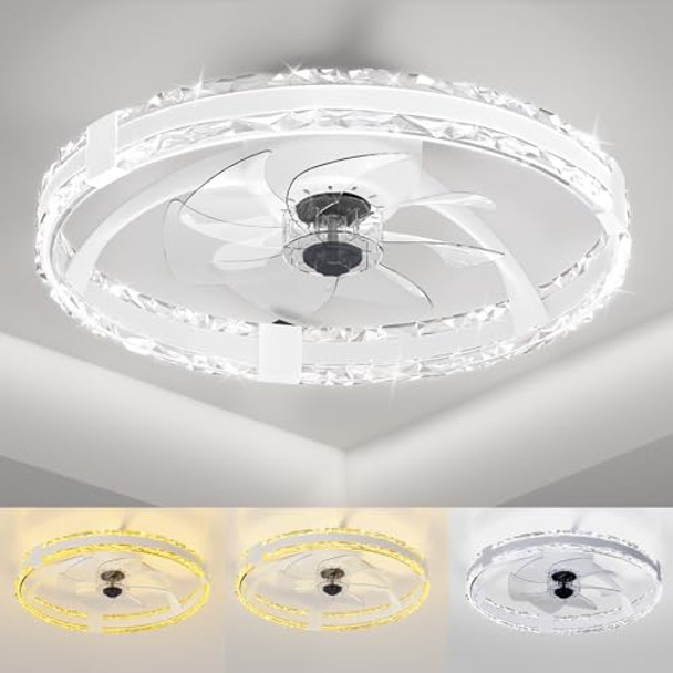 SKRFORM CEILING FANS LIGHTS REMOTE 20'' LOW PROFILE CEILING FAN - WHITE