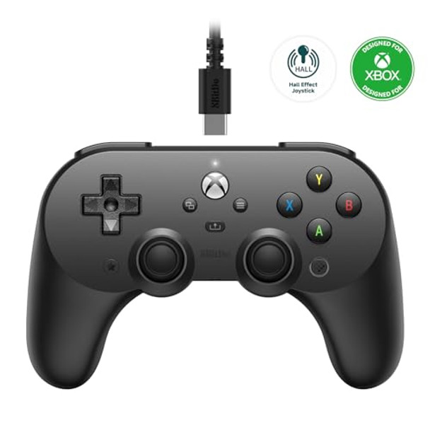 8BITDO PRO 2 WIRED CONTROLLER FOR XBOX HALL EFFECT JOYSTICKS HALL TRIGGERS BLACK