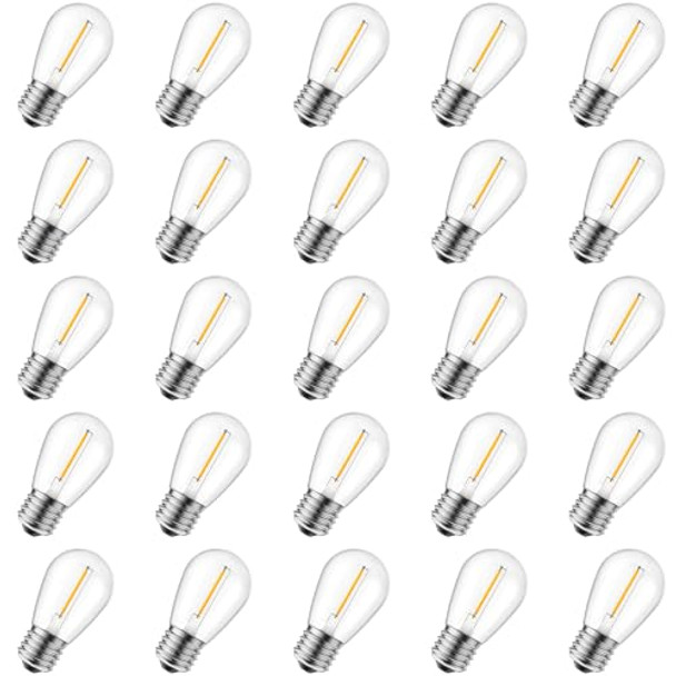MINETOM 25 PACK S14 LED 0.6W RPLACEMENT LIGHT BULBS - WARM DIMMABLE E26 BASE New