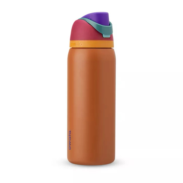 OWALA 32OZ FREESIP STAINLESS STEEL WATER BOTTLE - PLUM/BROWN