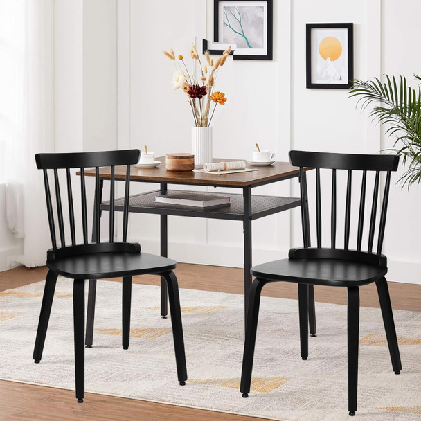Windsor Chairs Set of 2, Farmhouse Spindle Back Dining Chairs with Bentwood Legs