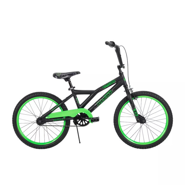 HUFFY DECAY KIDS' BIKE - 20" WHEELS - SINGLE-SPEED - BLACK/NEON GREEN New