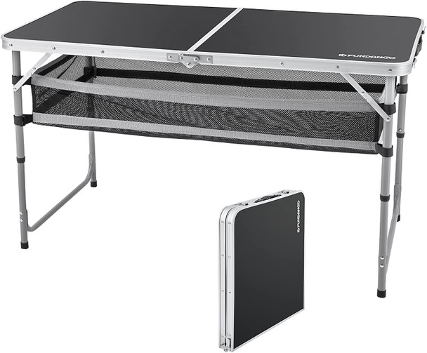 FUNDANGO FOLDING CAMPING TABLE, 4 FT ADJUSTABLE 9C2108 - BLACK