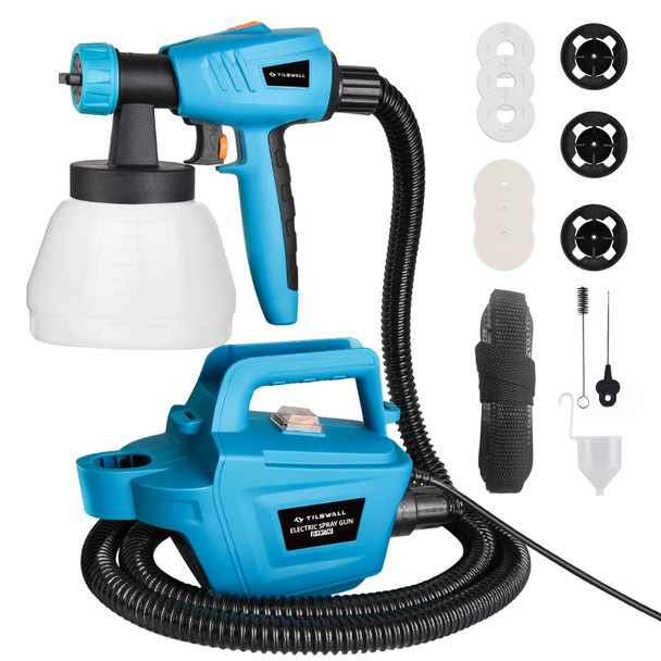 TILSWALL 800W HVLP 1100ML/MIN ELECTRIC SPRAY PAINT GUN, 1300ML W201 - BLUE/BLACK TILSWALL 800W HVLP 1100ML/MIN ELECTRIC SPRAY PAINT GUN, 1300ML W201 - BLUE/BLACK