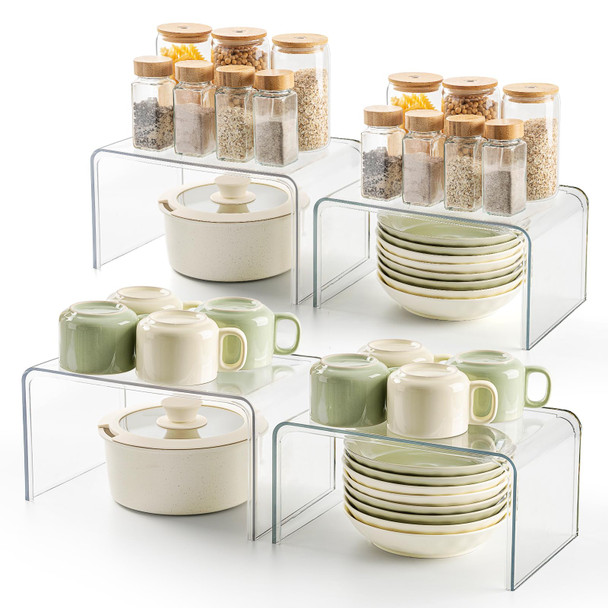 Clear Spice Rack Shelves, Pantry Organizers and Storage Set of 4