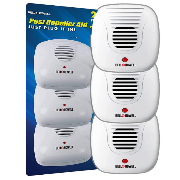 BELL AND HOWELL ULTRASONIC PEST REPELLERS WITH EXTRA OUTLET 3 PACK WHITE New