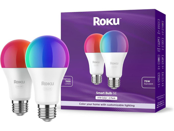 Roku Smart Bulb SE, A19 Color, 2-Pack