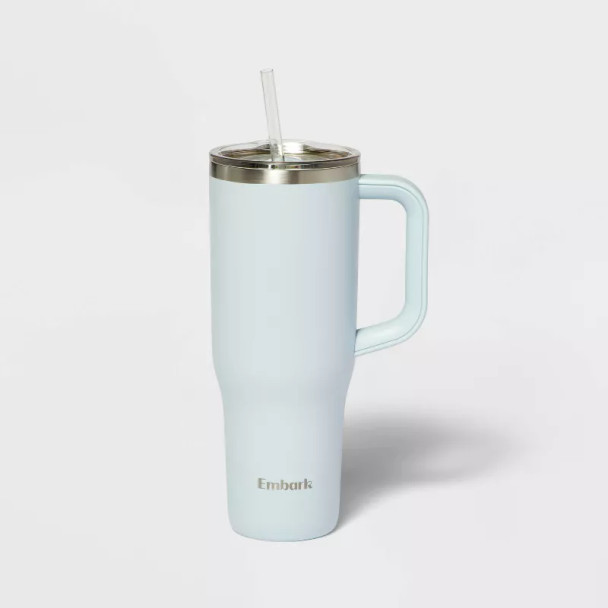 EMBARK 40OZ STAINLESS STEEL STRAW TUMBLER - LIGHT BLUE