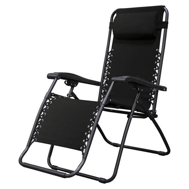 CARAVAN SPORTS ZERO GRAVITY OUTDOOR FOLDING PATIO RECLINER CHAIR - BLACK
